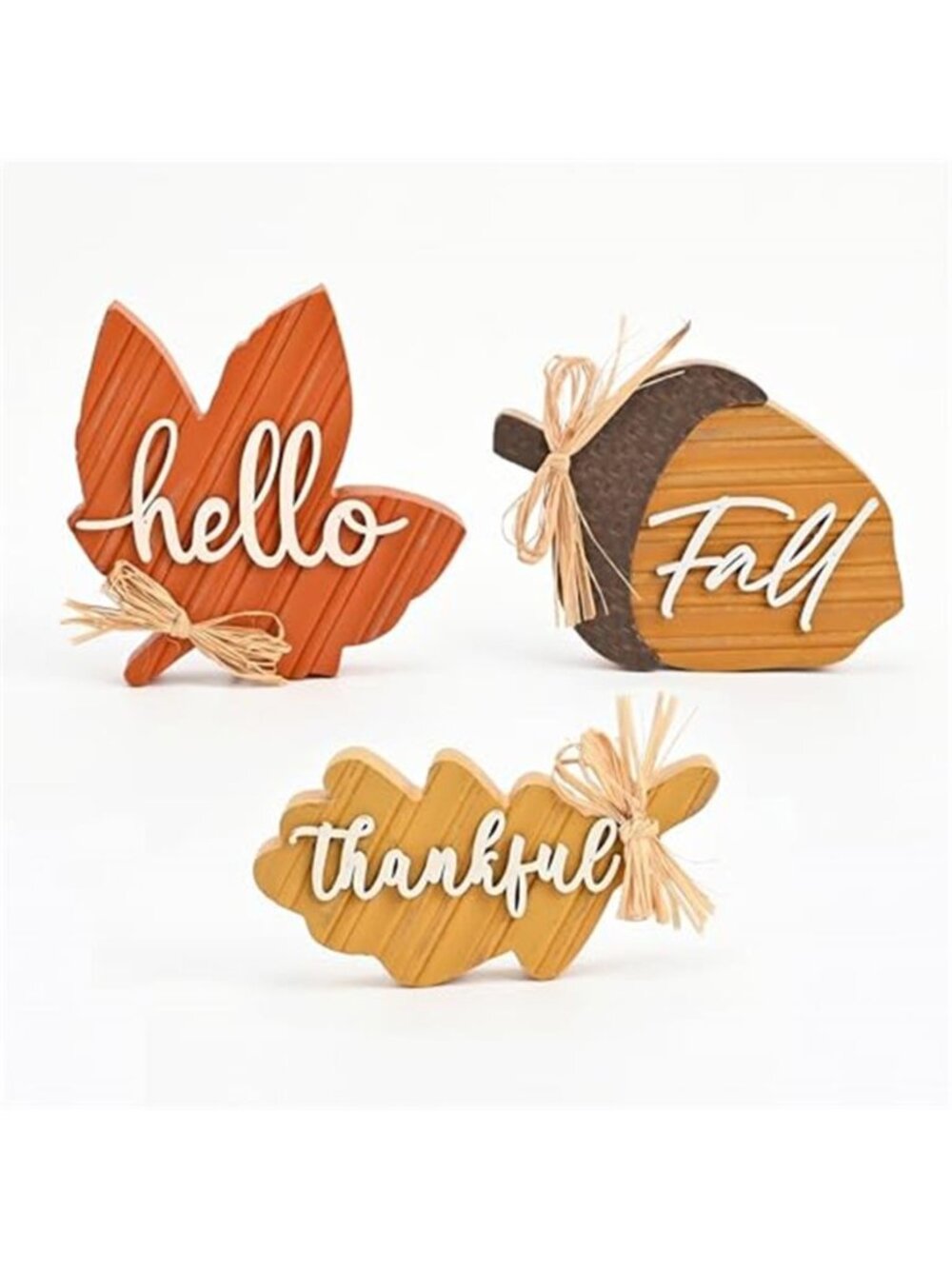 Fall Decorations for Home, 3Pcs Wooden Fall Decor with Maple